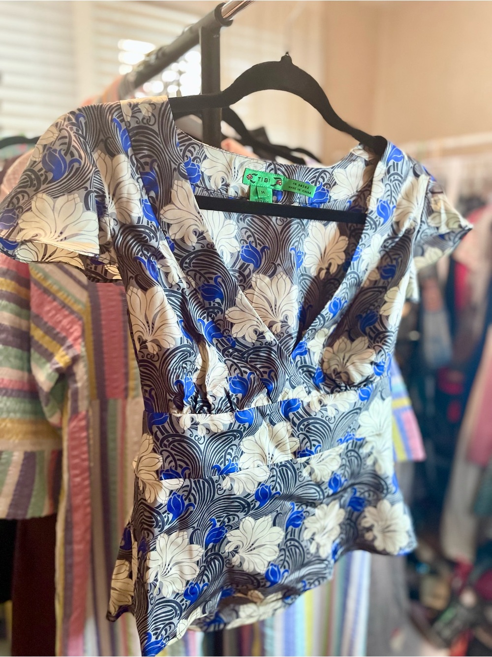 Tibi V-Neck Peplum Top